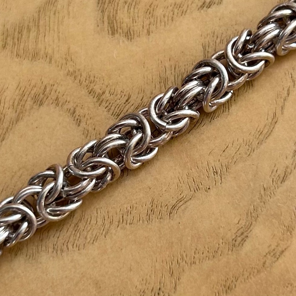 Sterling Silver Byzantine Chain Bracelet - Picture 5 of 5